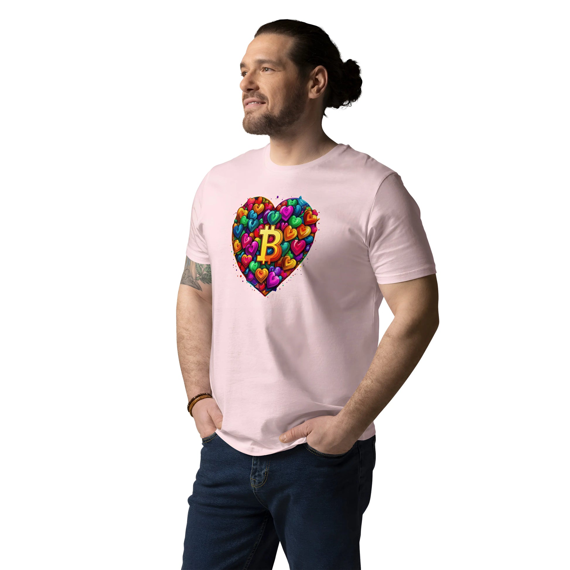 Bitcoin is Love - Premium Unisex Organic Cotton Bitcoin T-shirt Pink Color