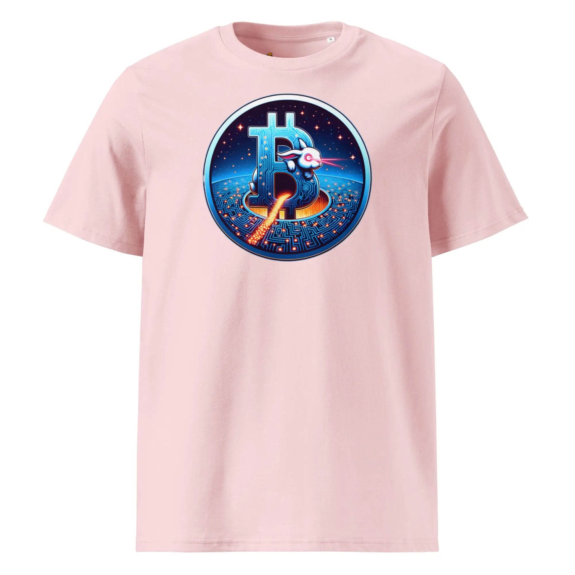 Laser Eyes Rabbit Bitcoin Rabbit Hole - Premium Unisex Organic Cotton Bitcoin T-shirt Pink Color