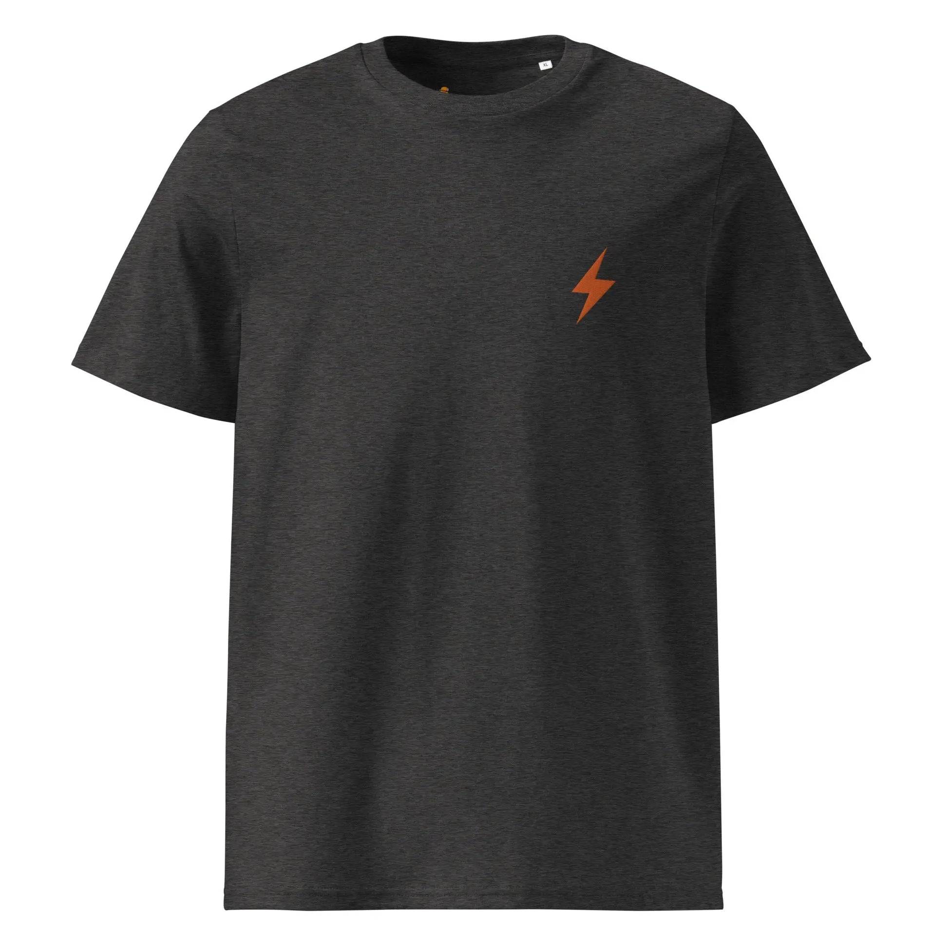 Lightning Symbol - Bitcoin T-shirt - Orange Embroidered - Premium - Unisex - Organic Cotton Store of Value