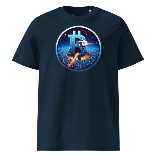 Laser Eyes Rabbit Bitcoin Rabbit Hole - Premium Unisex Organic Cotton Bitcoin T-shirt Navy Blue Color