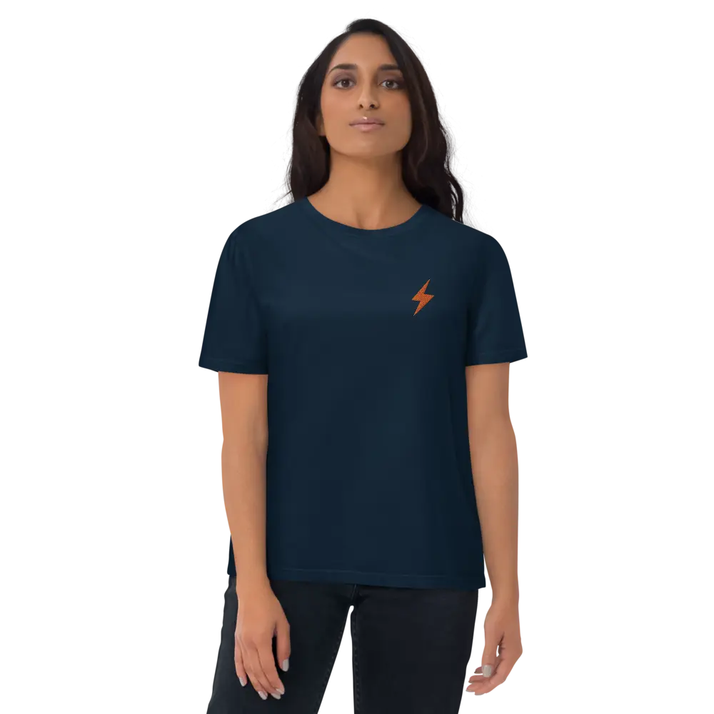 Lightning Symbol - Bitcoin T-shirt - Orange Embroidered - Premium - Unisex - Organic Cotton Store of Value