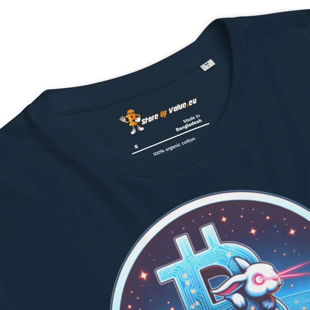 Laser Eyes Rabbit Bitcoin Rabbit Hole - Premium Unisex Organic Cotton Bitcoin T-shirt Navy Blue Color