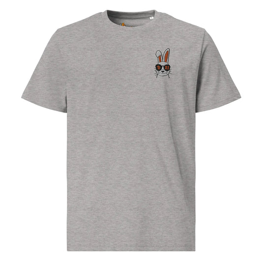 Rabbit 21 - Premium Embroidered Unisex Organic Cotton Bitcoin T-shirt Grey Color