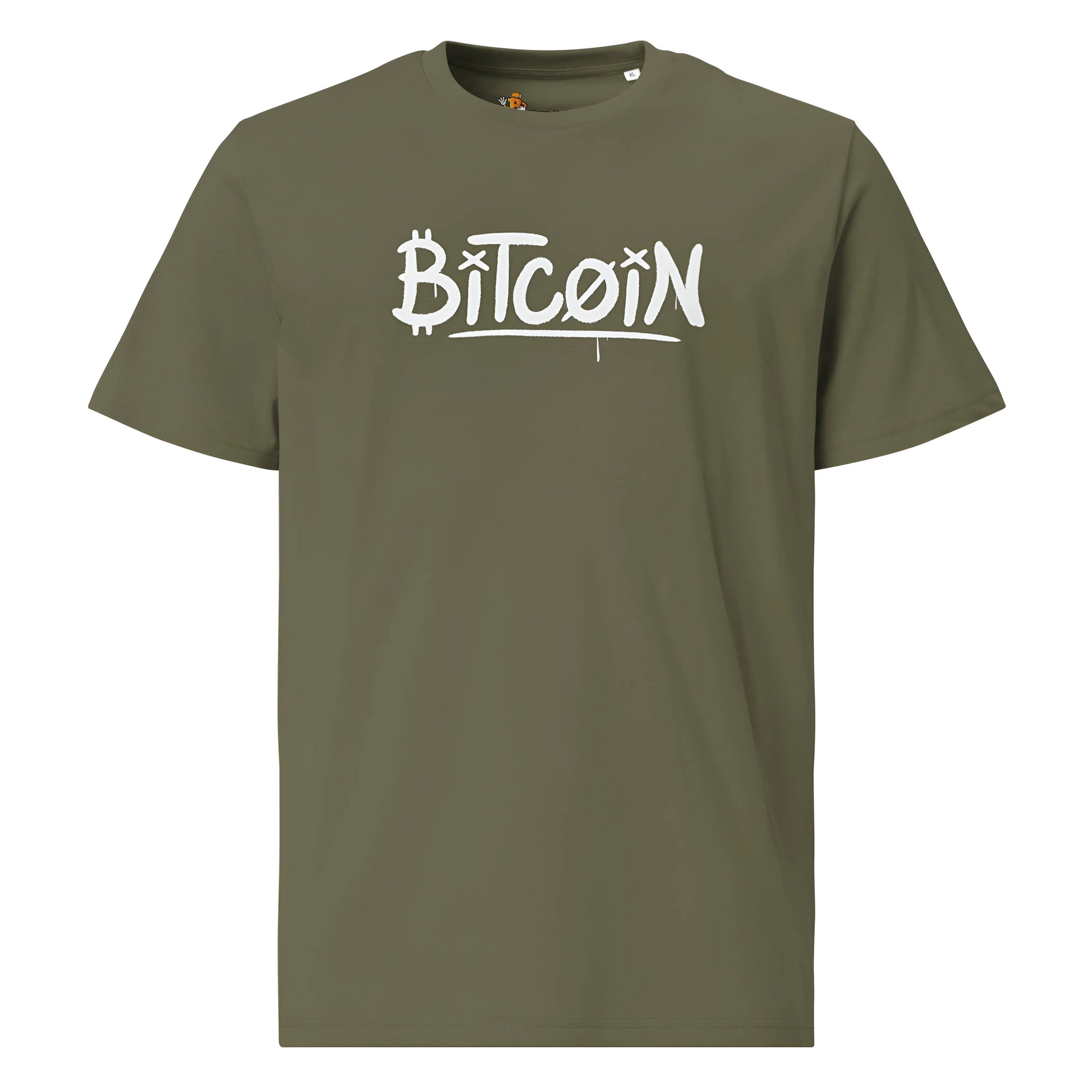 Graffity Street Art - Premium Unisex Organic Cotton Bitcoin T-shirt Khaki Color