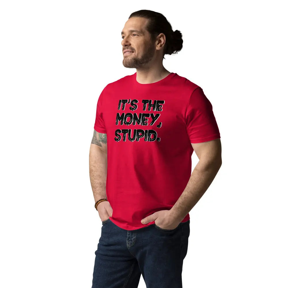 Stupid - Premium Unisex Organic Cotton Bitcoin T-shirt Red Color