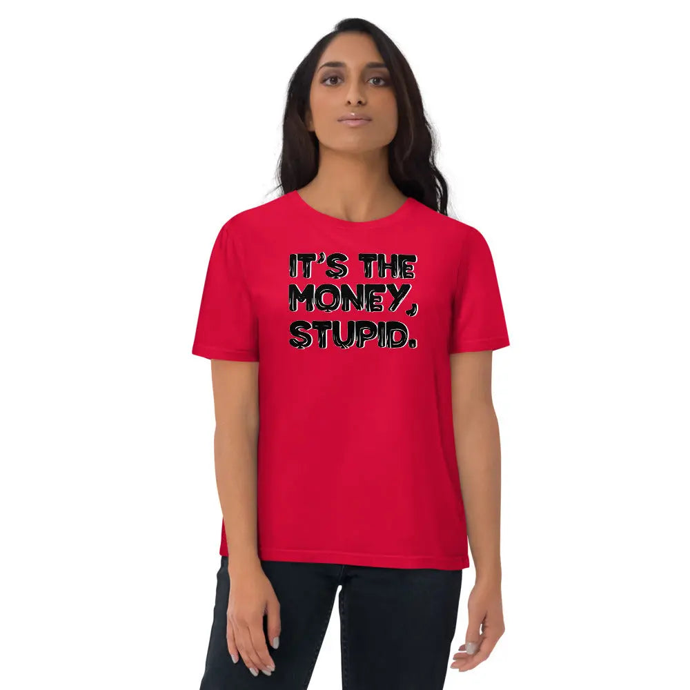 Stupid - Premium Unisex Organic Cotton Bitcoin T-shirt Red Color