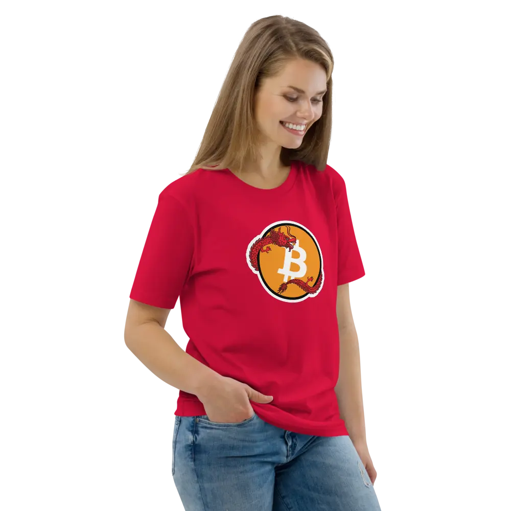 Bitcoin Red Dragon T-shirt - BitPopArt - Premium Organic Cotton - Unisex Store of Value