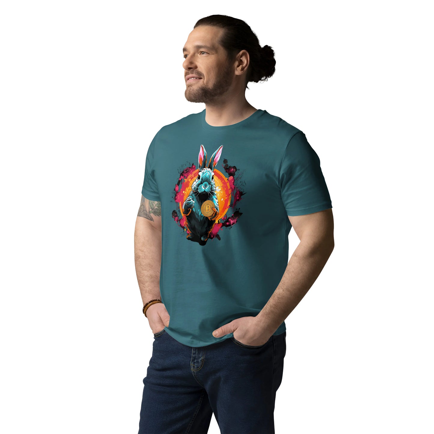 Falling Down The Bitcoin Rabbit Hole - Premium Unisex Organic Cotton Bitcoin T-shirt Stargazer Color