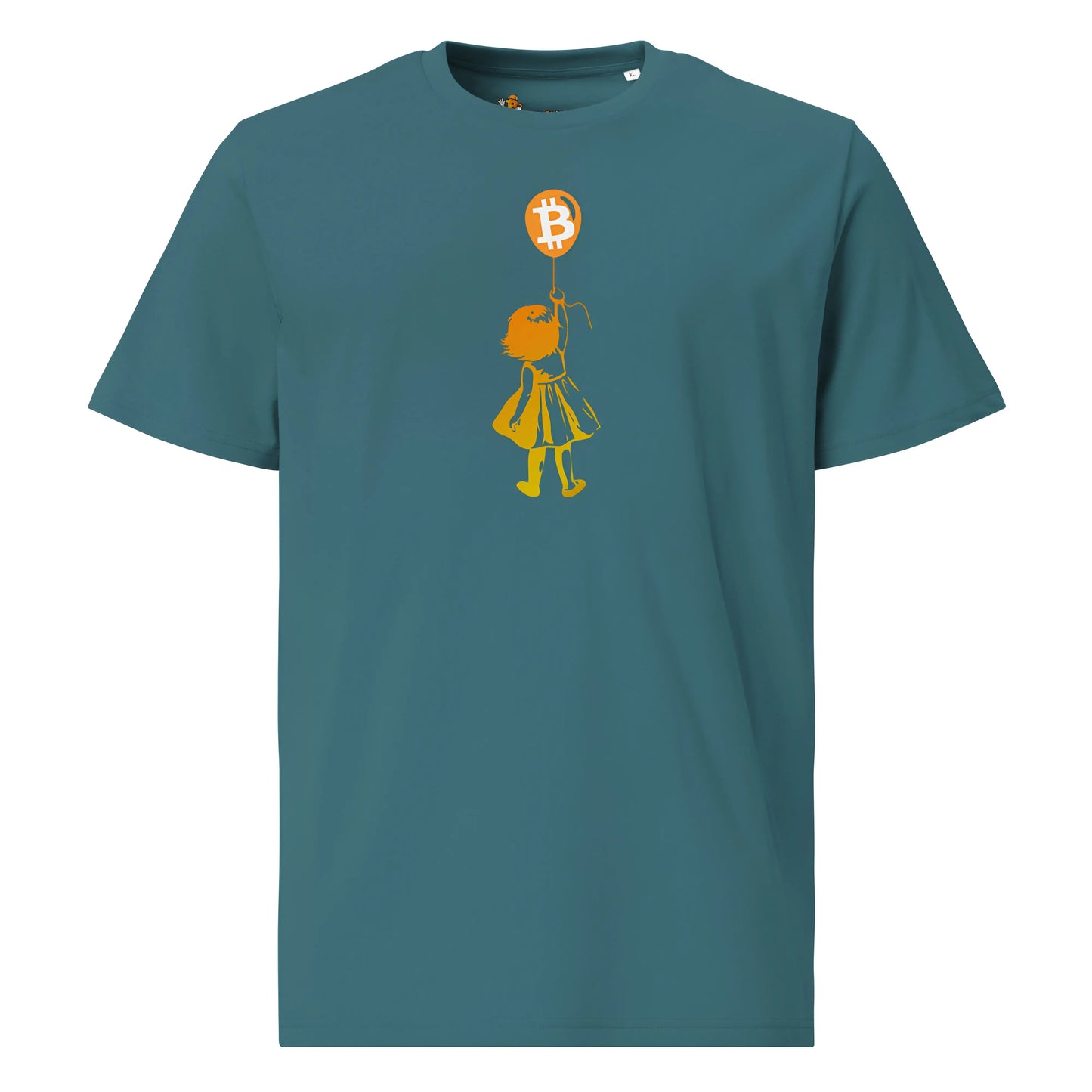 Bitcoin Balloon Girl - Premium Unisex Organic Cotton Bitcoin T-shirt Stargazer color