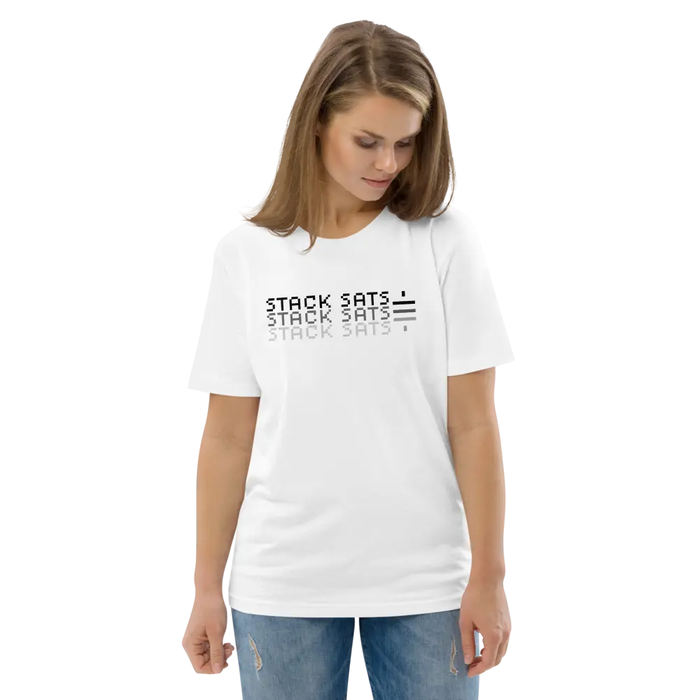 Stack Sats T-shirt - By BitPopArt - Premium Organic Cotton - Unisex - White Color Store of Value