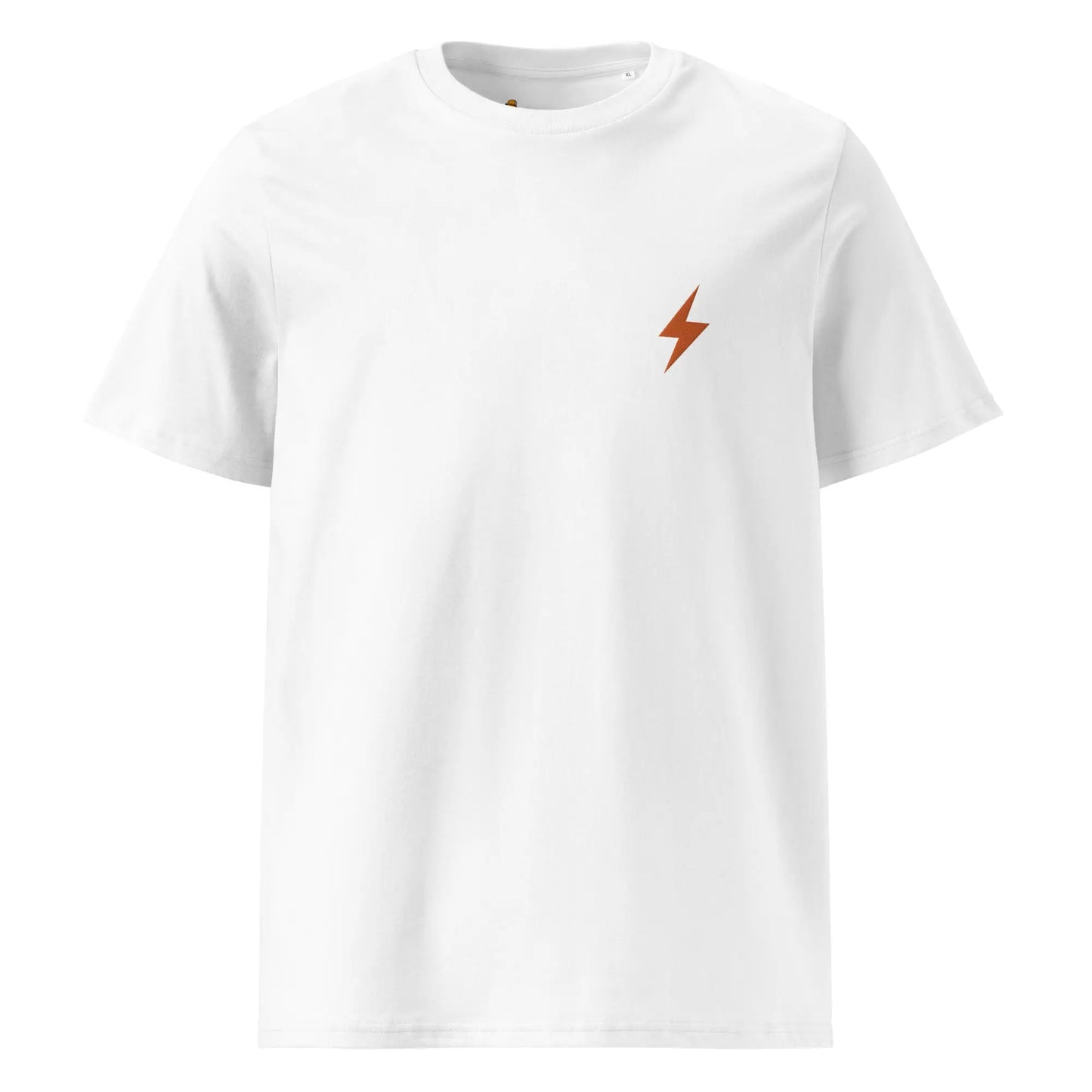 Lightning Symbol - Bitcoin T-shirt - Orange Embroidered - Premium - Unisex - Organic Cotton Store of Value