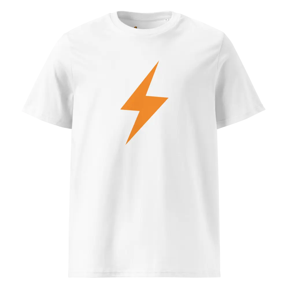 Lightning Symbol - Orange - Premium Unisex Organic Cotton Bitcoin T-shirt Store of Value