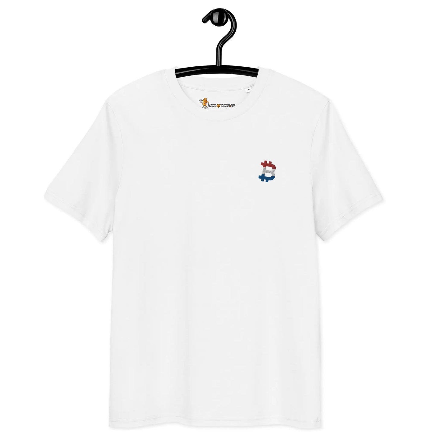 Bitcoin T-shirt - Dutch Bitcoin Flag Embroidery - Premium Organic Cotton - Unisex Store of Value