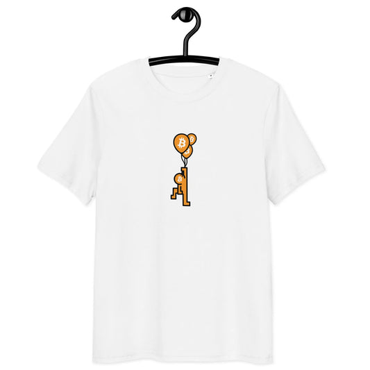 BitPop Balloon T-shirt - BitPopArt - White Color - Premium Organic Cotton - Unisex Store of Value