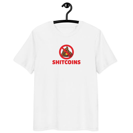 Shitcoins T-shirt - BitPopArt - White Color - Premium Organic Cotton - Unisex Store of Value