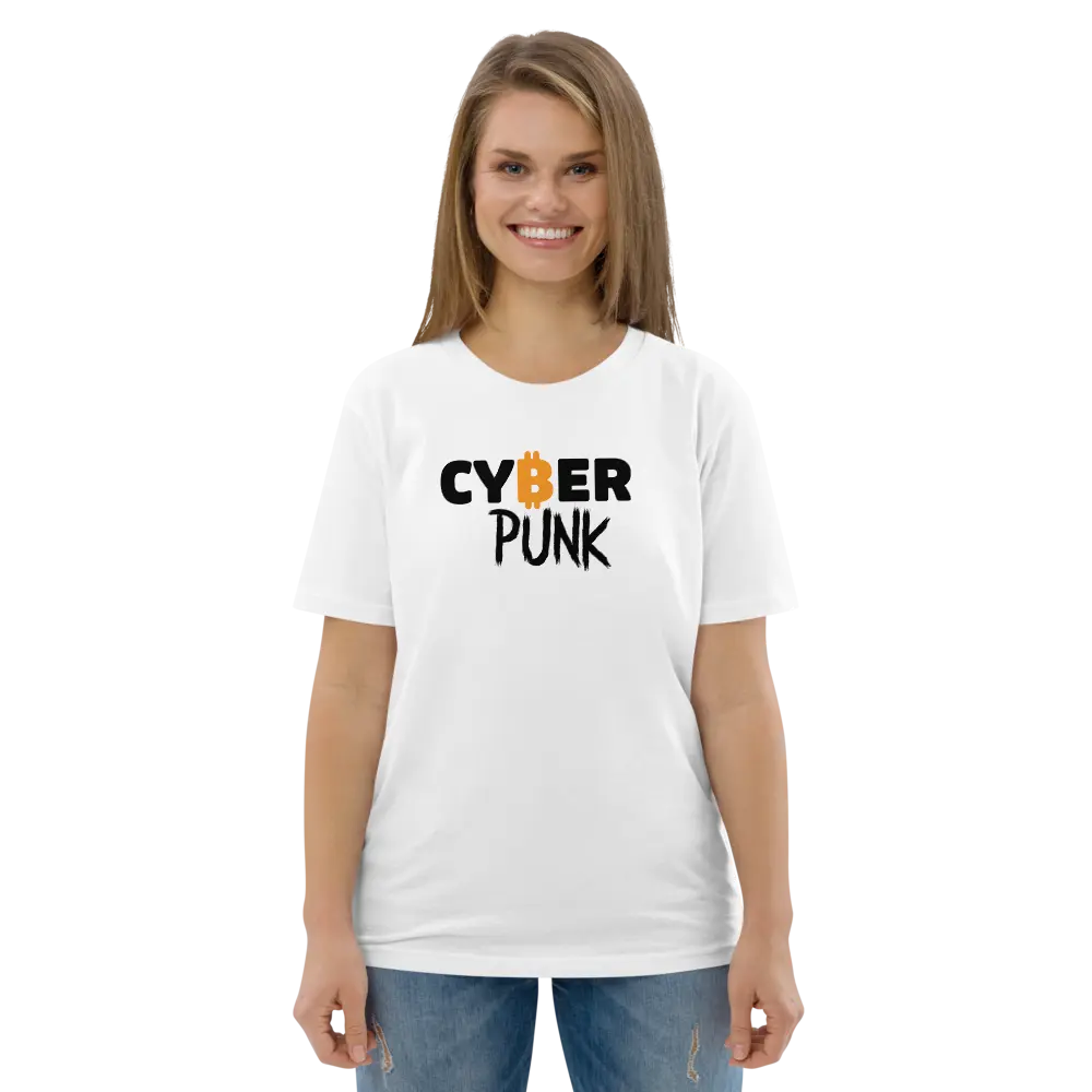 Cyber Punk T-shirt - By BitPopArt - Premium Organic Cotton - Unisex - White Store of Value