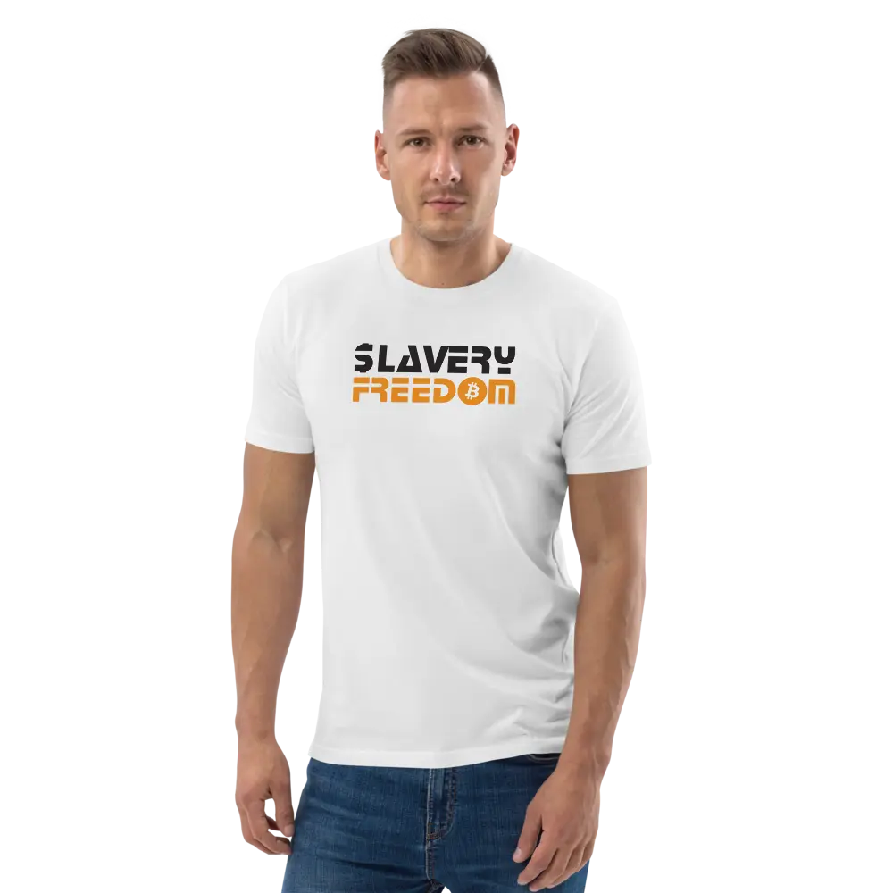 Slavery - Freedom T-shirt - By BitPopArt - Premium Organic Cotton - Unisex - White Store of Value