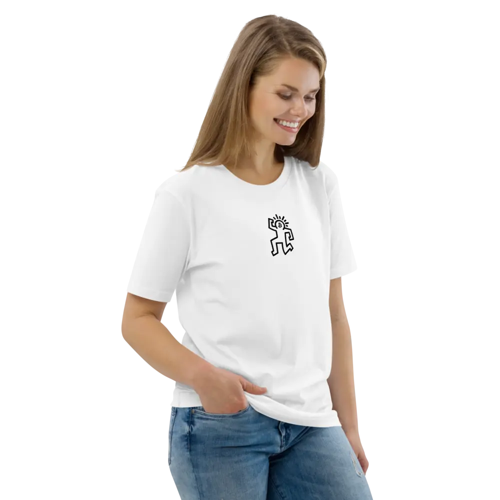 Bitcoin POP - Dance T-shirt - By BitPopArt - Premium Organic Cotton - Unisex - White Color Store of Value