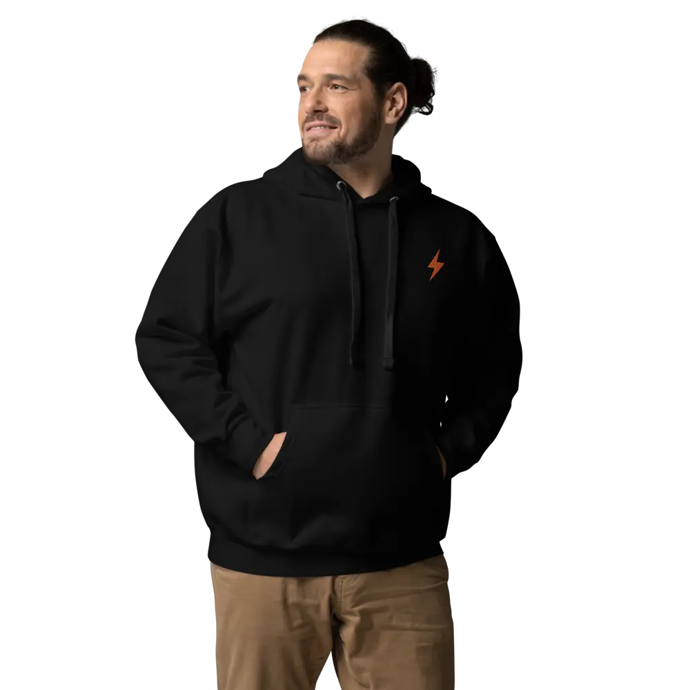 Bitcoin Hoodie - Lightning Symbol - Orange Embroidered - Premium - Unisex Store of Value