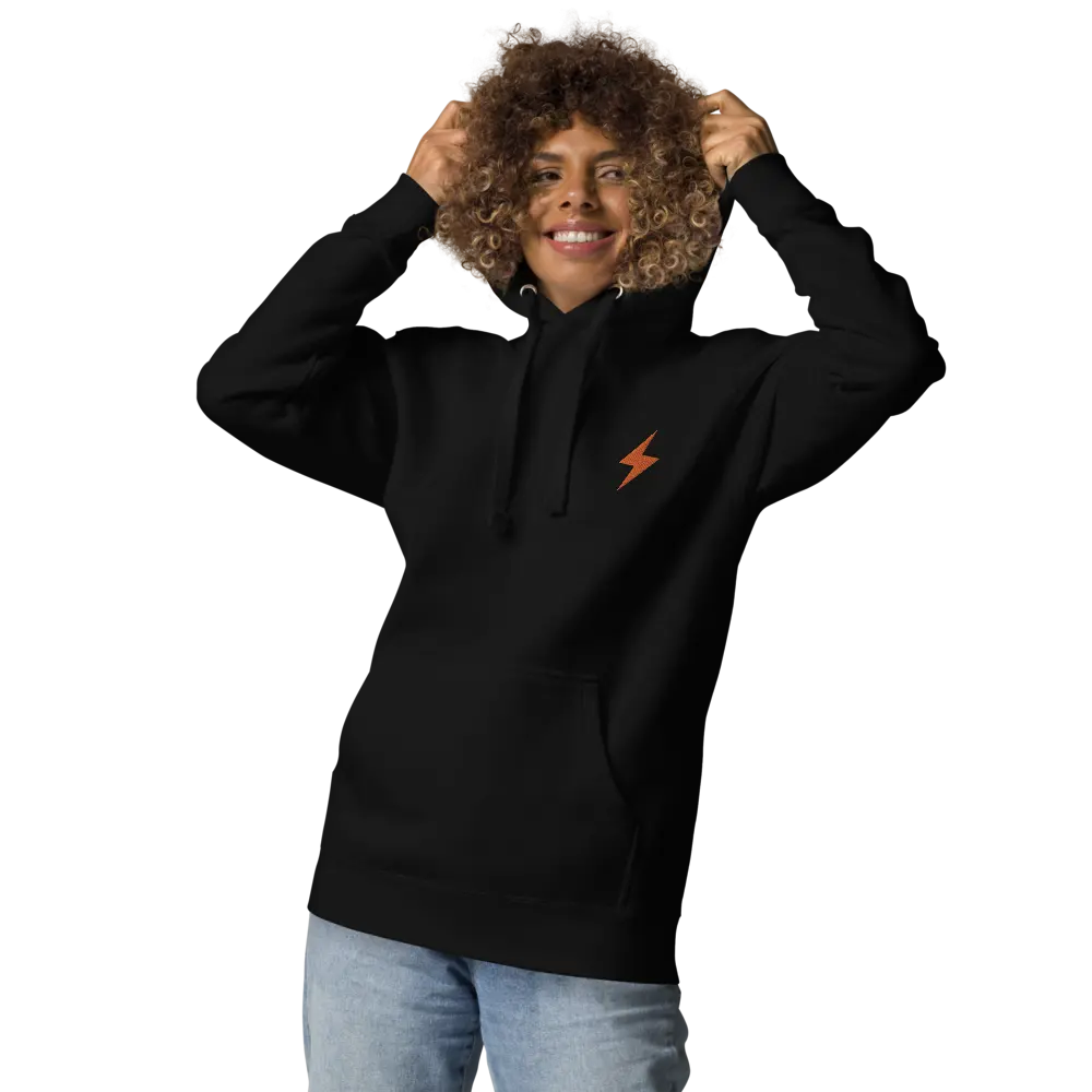 Bitcoin Hoodie - Lightning Symbol - Orange Embroidered - Premium - Unisex Store of Value