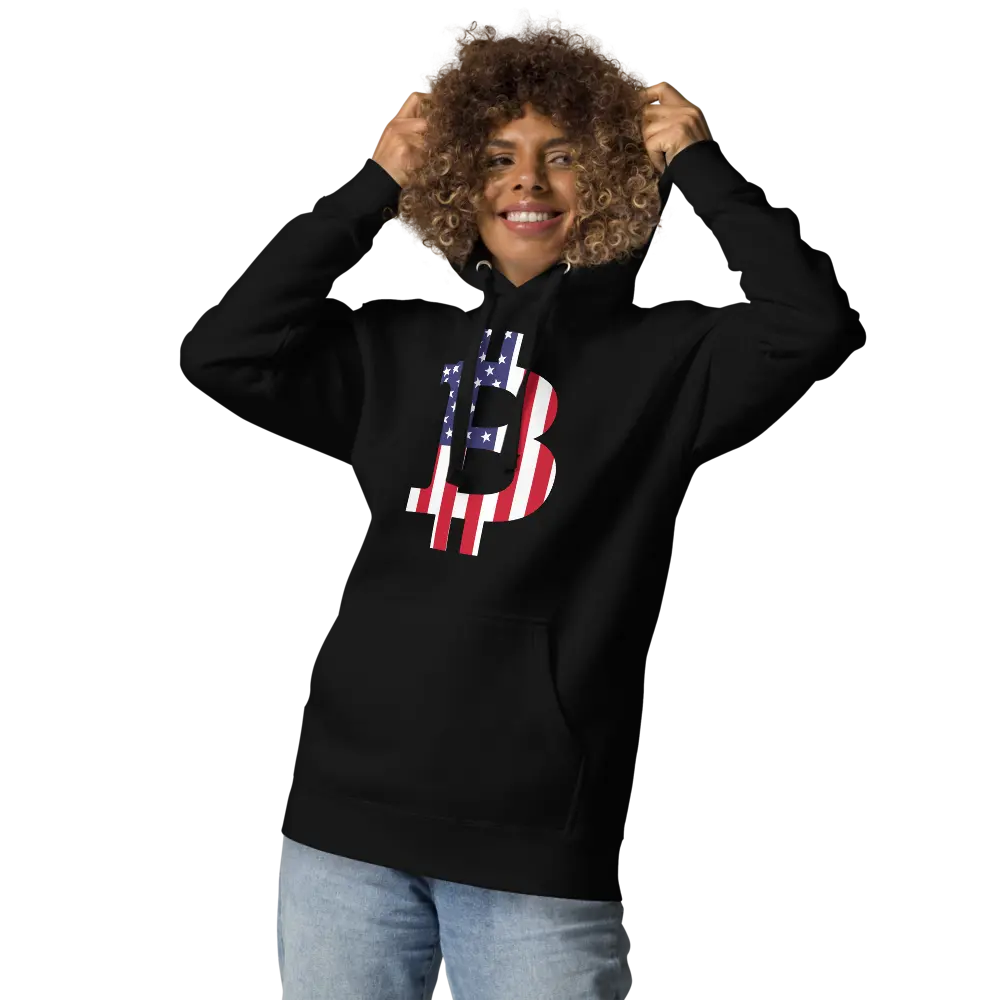 American Bitcoin Flag - Premium Unisex Bitcoin Hoodie Store of Value