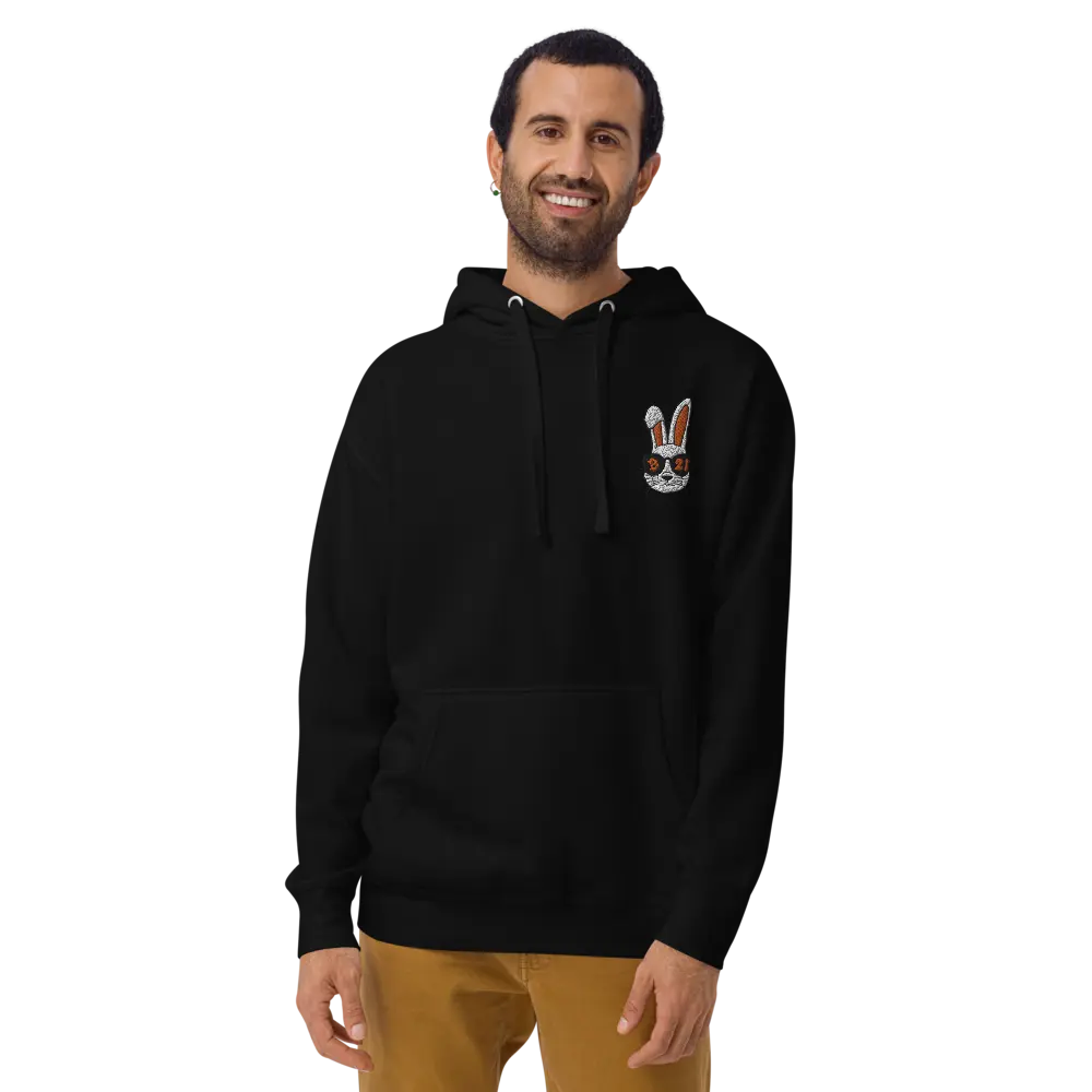 Bitcoin Hoodie - Rabbit 21 - Orange Embroidered - Premium - Unisex Store of Value