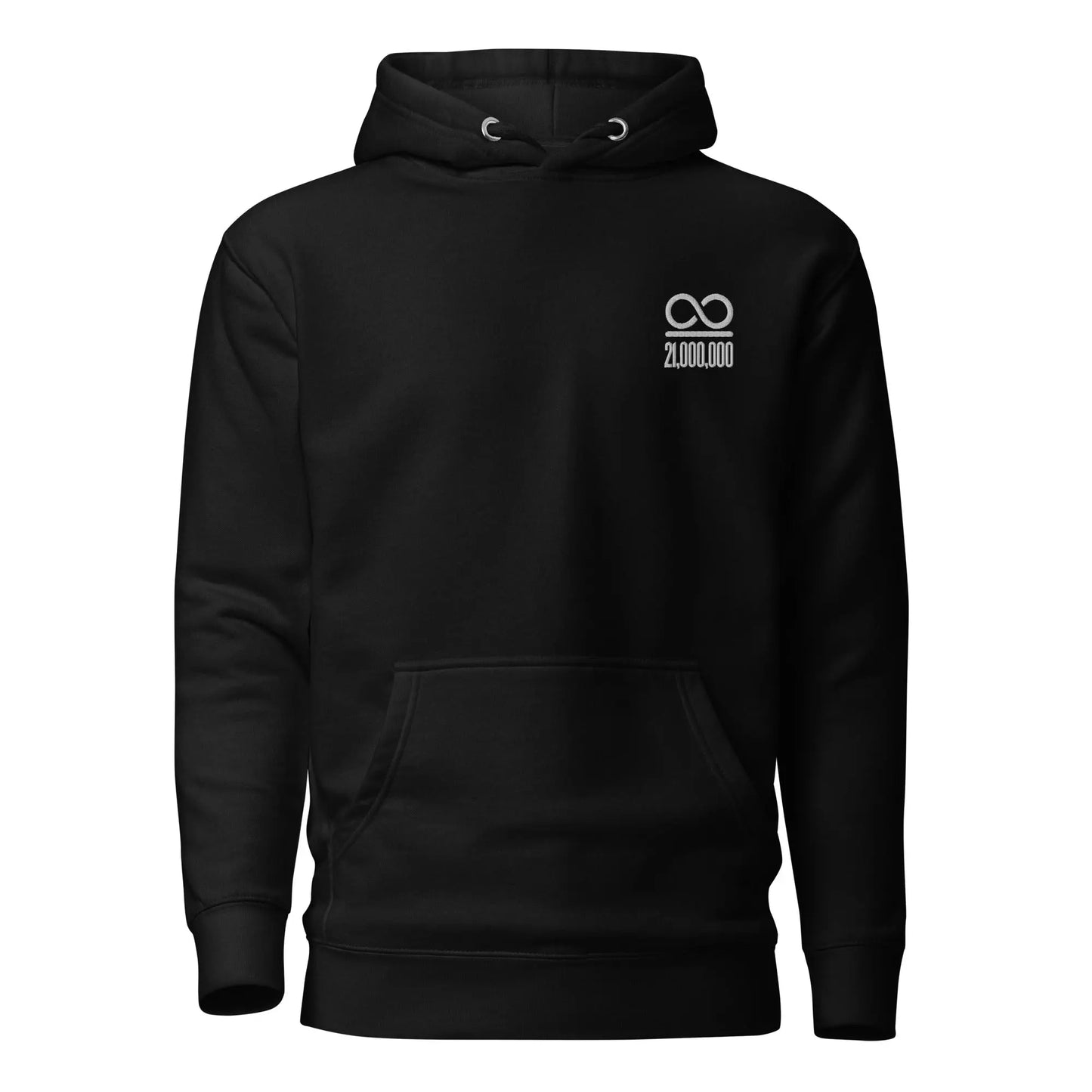 Bitcoin Hoodie - Infinity Divided By 21 Million - White Embroidery - Premium - Unisex Store of Value