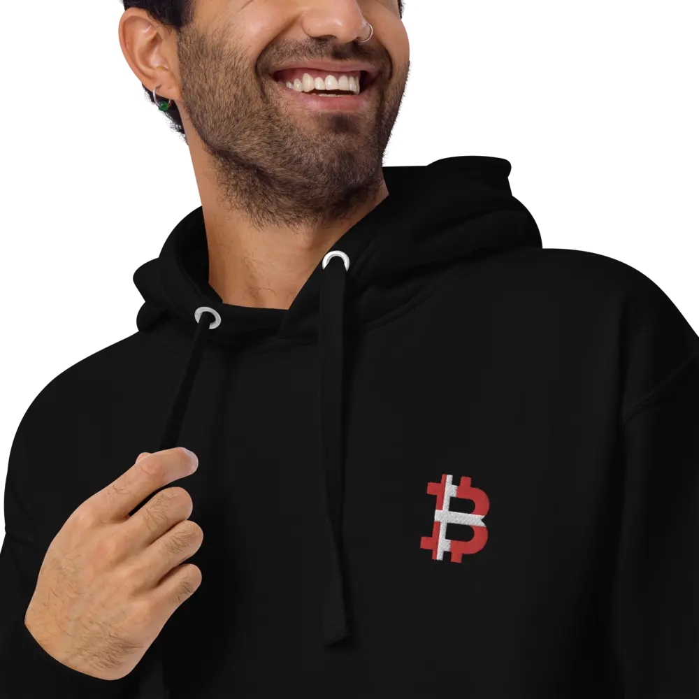 Bitcoin Hoodie - Danish Bitcoin Flag - Embroidery - Unisex Store of Value