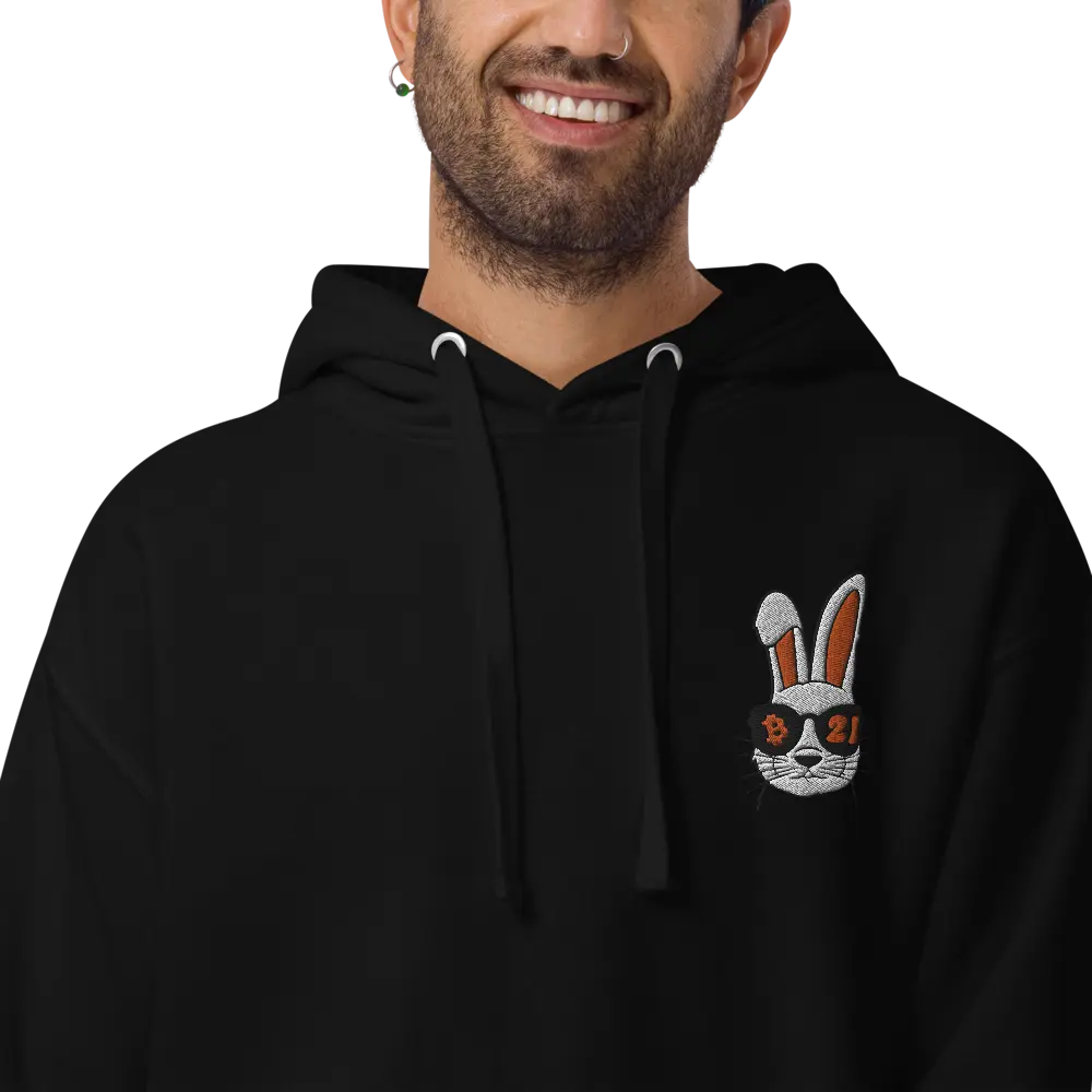 Bitcoin Hoodie - Rabbit 21 - Orange Embroidered - Premium - Unisex Store of Value