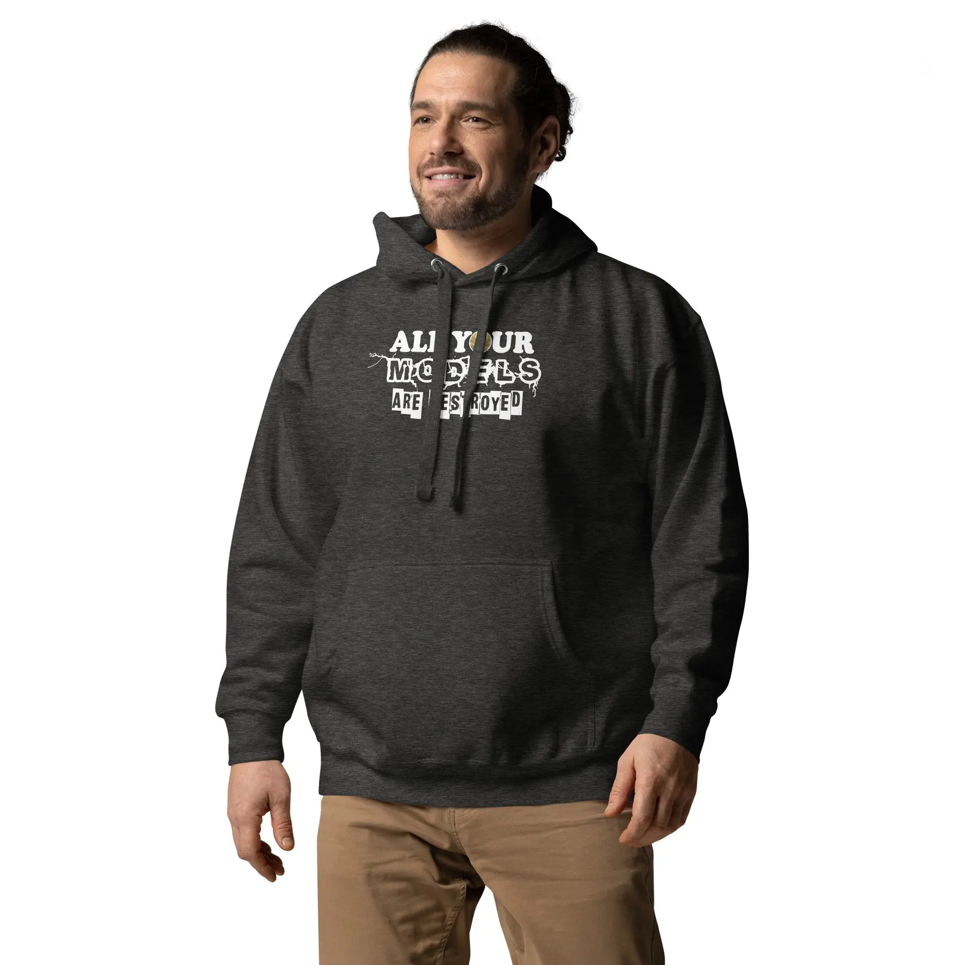 Destroyed Models - Premium Unisex Bitcoin Hoodie Grey Color