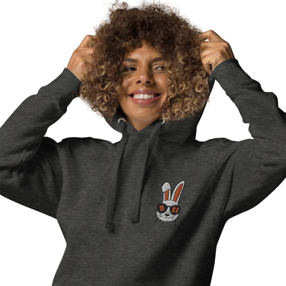 Bitcoin Hoodie - Rabbit 21 - Orange Embroidered - Premium - Unisex Store of Value