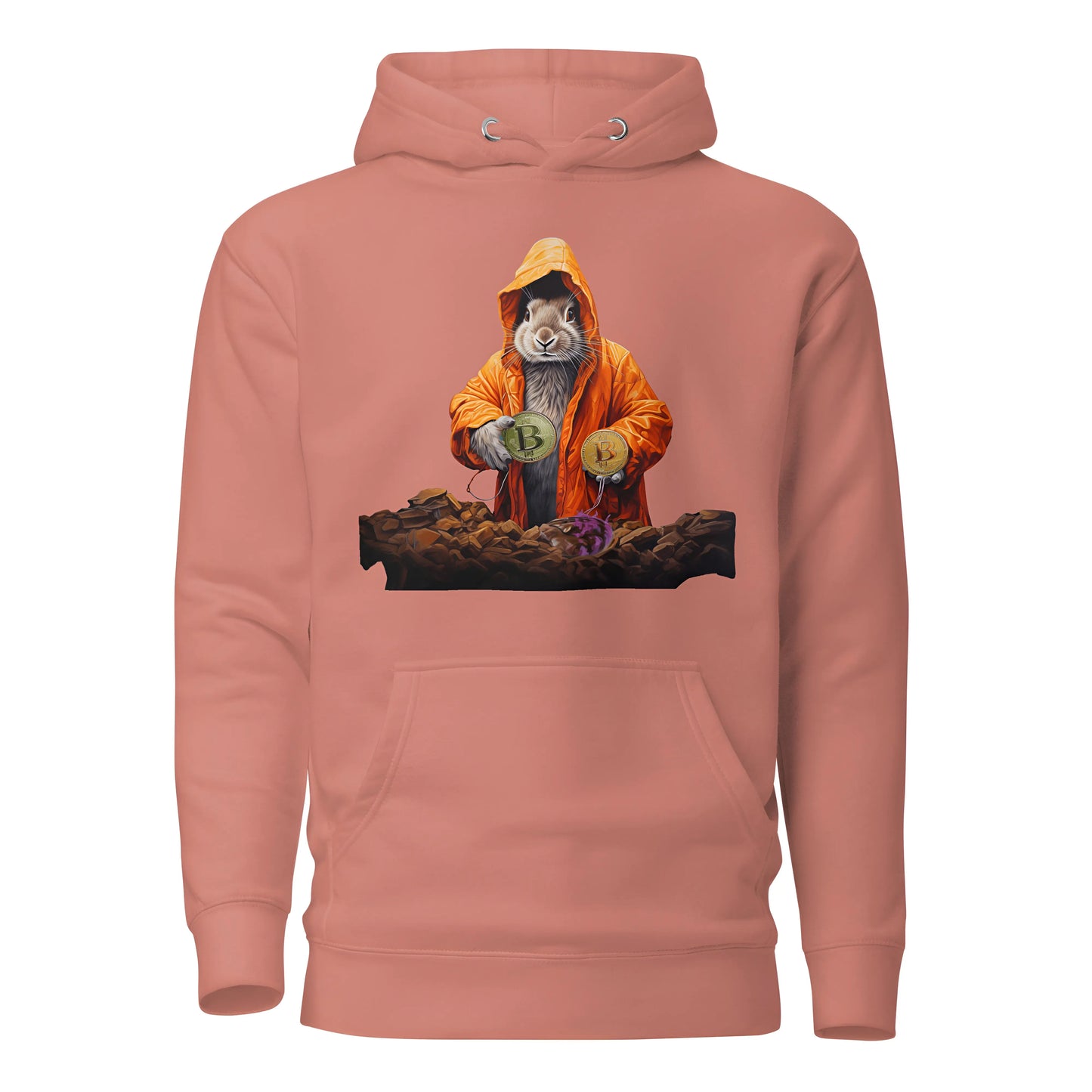 Falling Down The Bitcoin Rabbit Hole - Magic Rabbit Premium Unisex Bitcoin Hoodie Dusty Rose Color