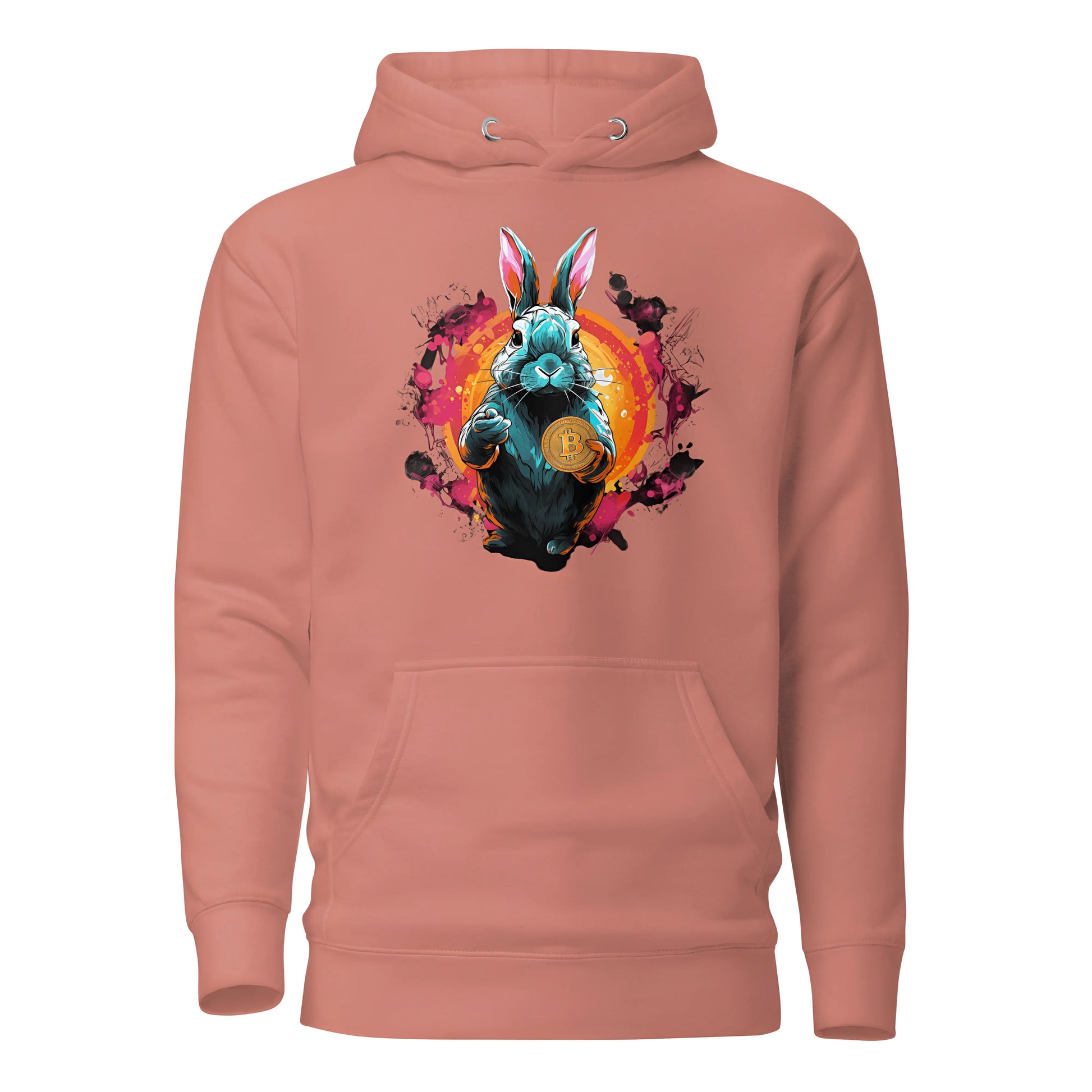Falling Down The Bitcoin Rabbit Hole - Premium Unisex Bitcoin Hoodie - Join us Too! Dusty RoseColor