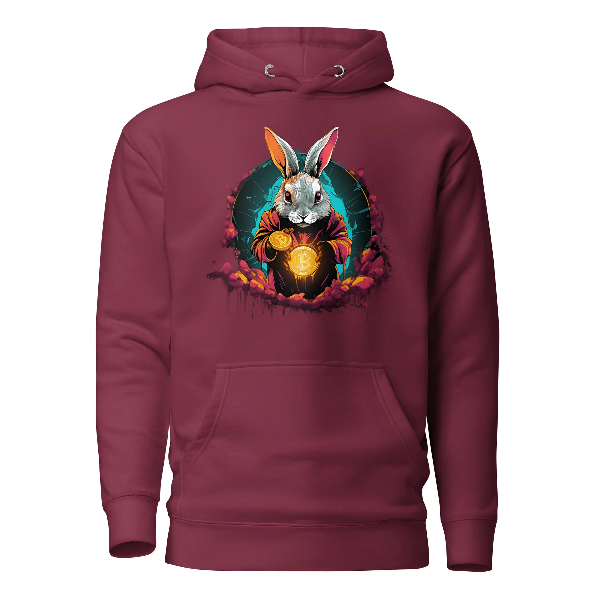 Falling Down The Bitcoin Rabbit Hole - Premium Unisex Bitcoin Hoodie Maroon Color