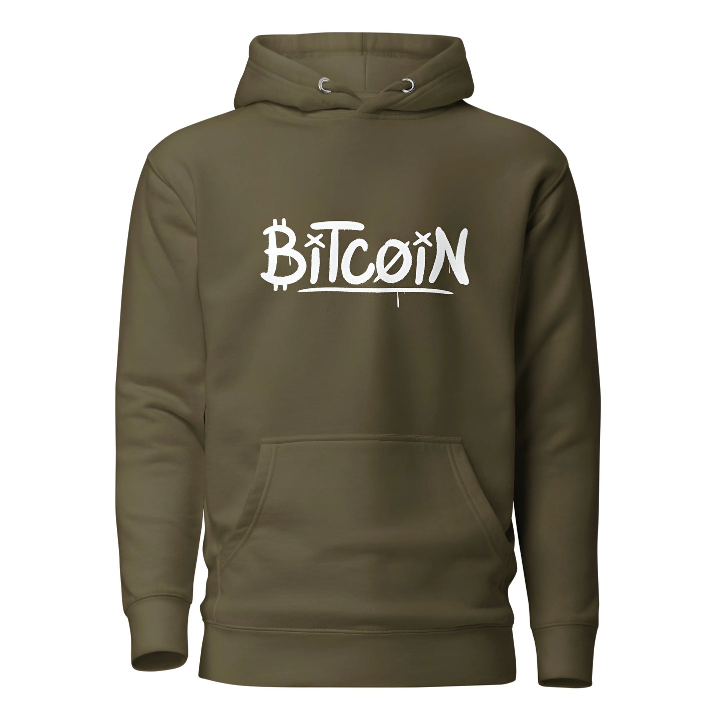 Graffity Street Art - Premium Unisex Bitcoin Hoodie Military Green Color