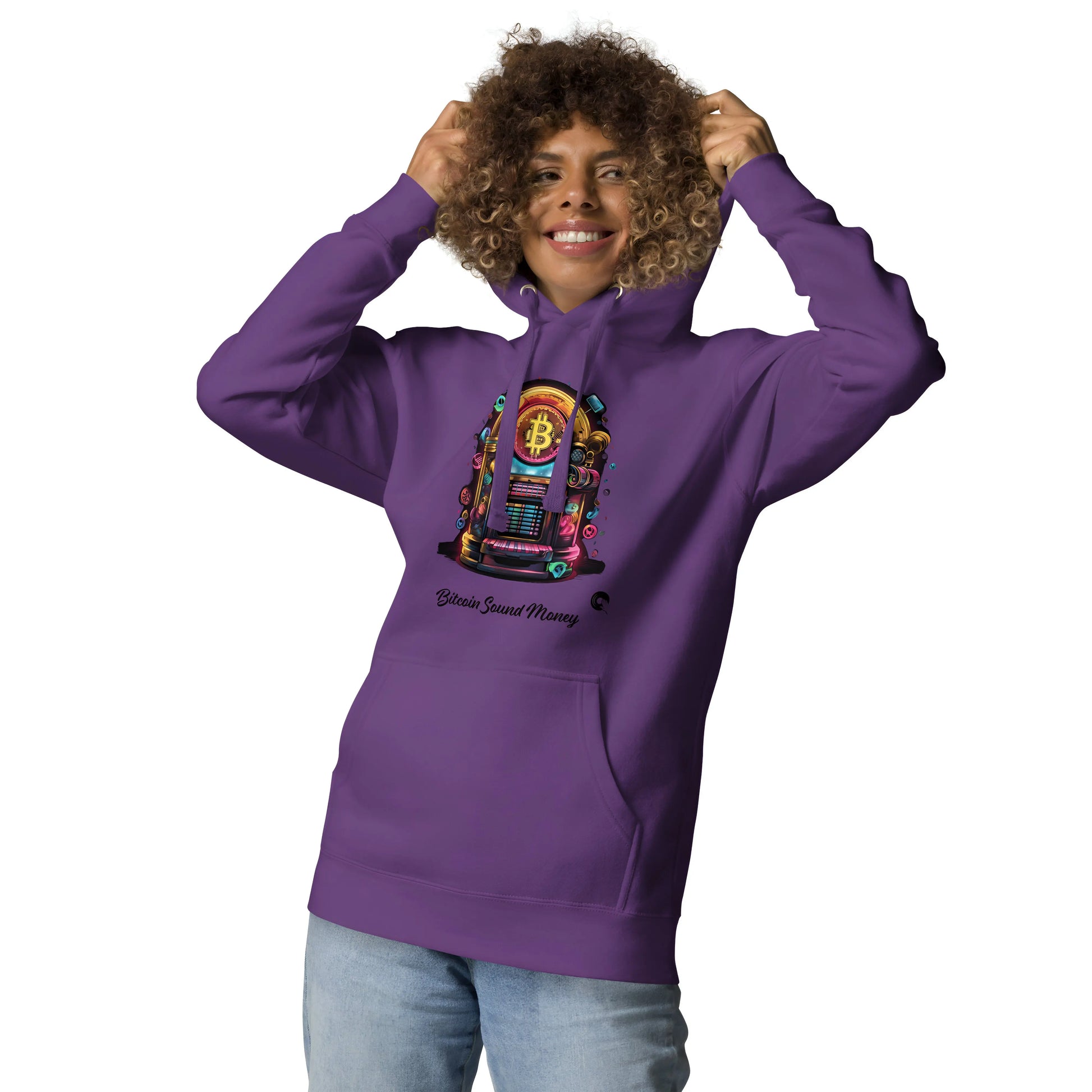 Bitcoin Juke Box Sound Money - Premium Unisex Bitcoin Hoodie Purple Color