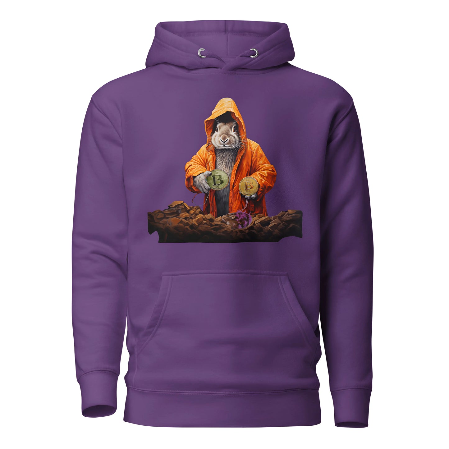 Falling Down The Bitcoin Rabbit Hole - Magic Rabbit Premium Unisex Bitcoin Hoodie Purple Color