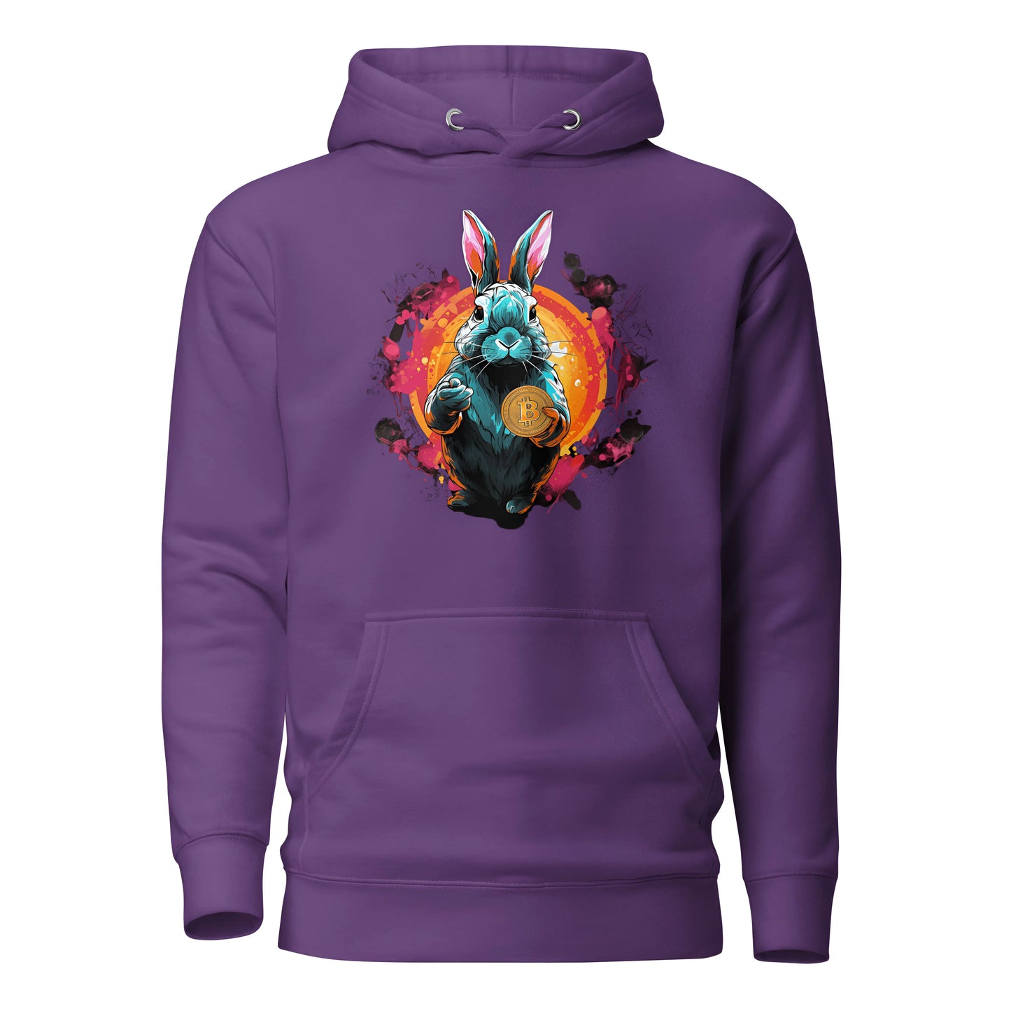 Falling Down The Bitcoin Rabbit Hole - Premium Unisex Bitcoin Hoodie - Join us Too! Purple Color