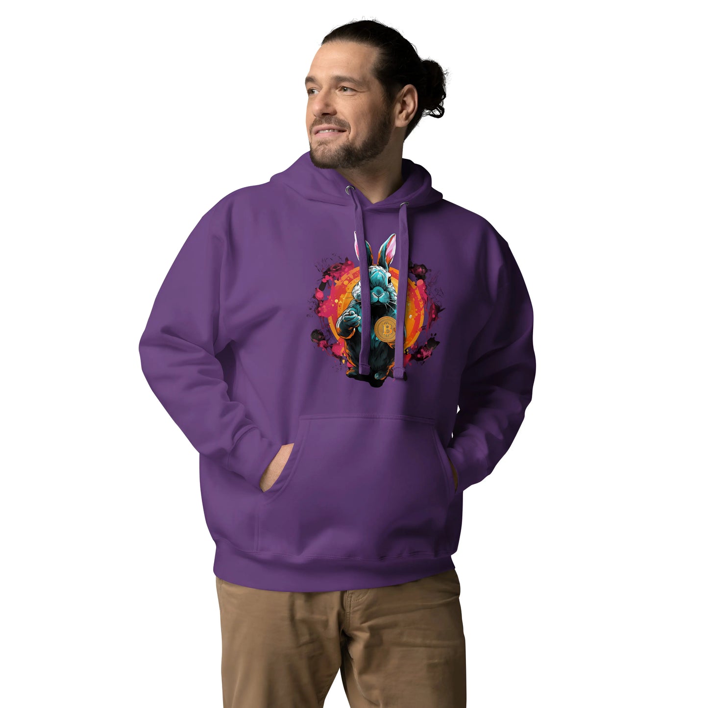 Falling Down The Bitcoin Rabbit Hole - Premium Unisex Bitcoin Hoodie - Join us Too! Purple Color