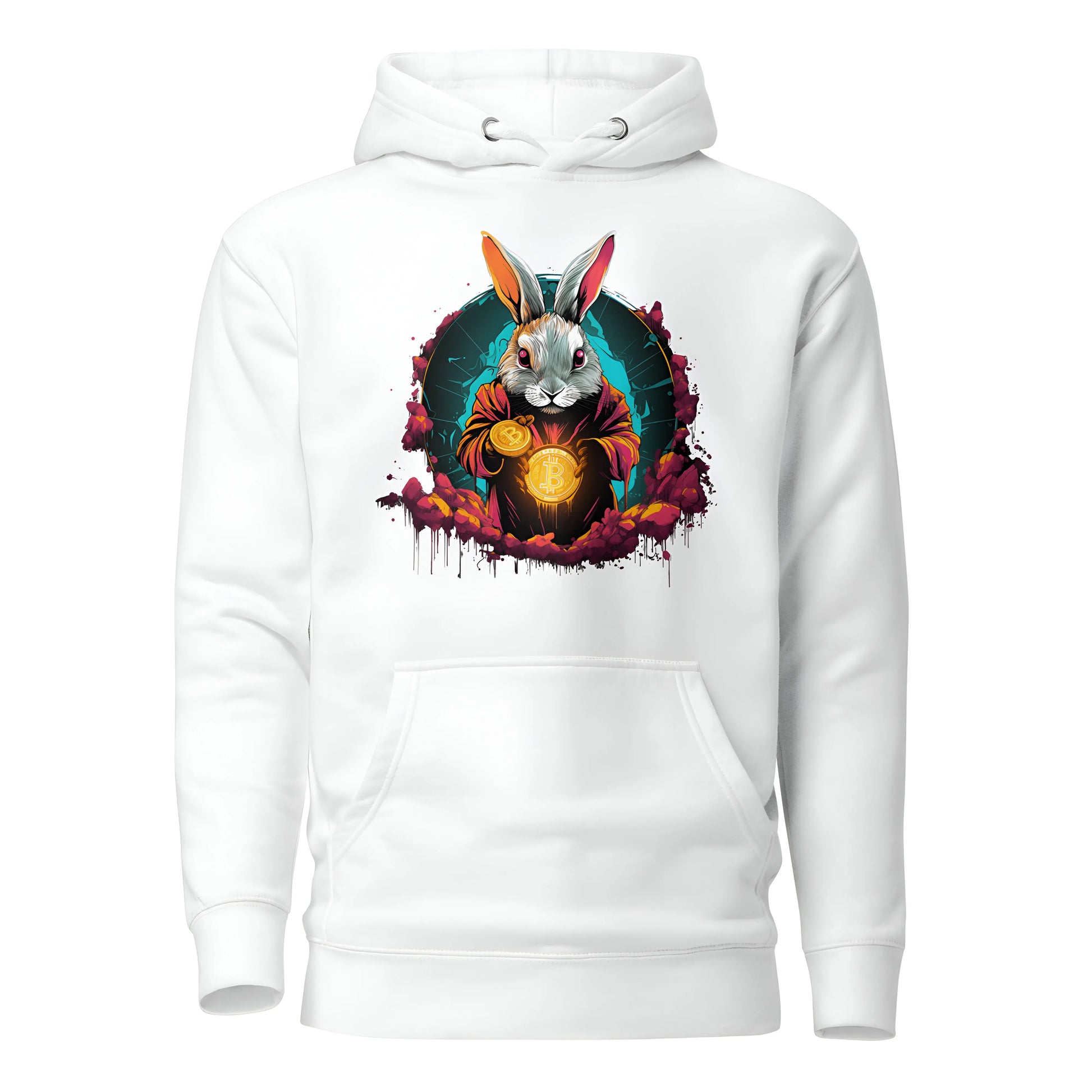 Falling Down The Bitcoin Rabbit Hole - Premium Unisex Bitcoin Hoodie White Color