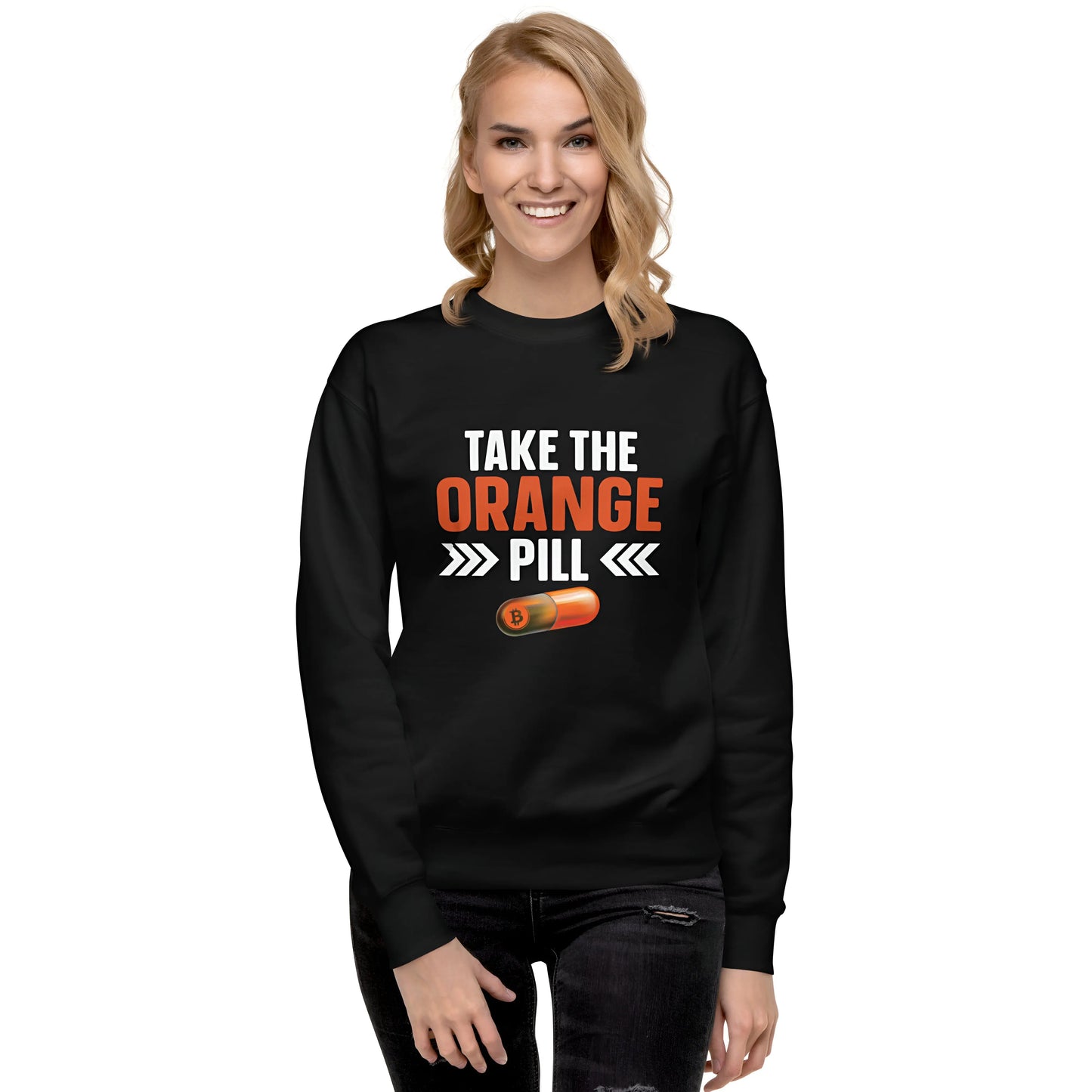 Take the Orange Pill - Premium Unisex Bitcoin Sweatshirt Black Color