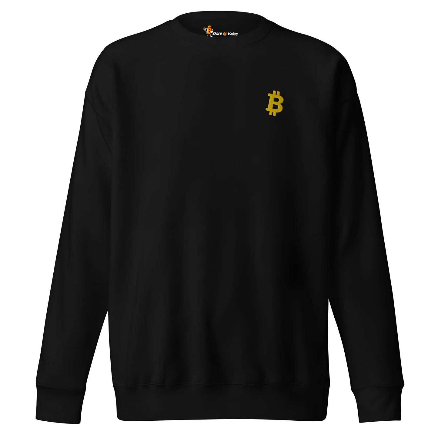 Angled Bitcoin Embroidered Unisex - Premium Sweatshirt Gold Black Color