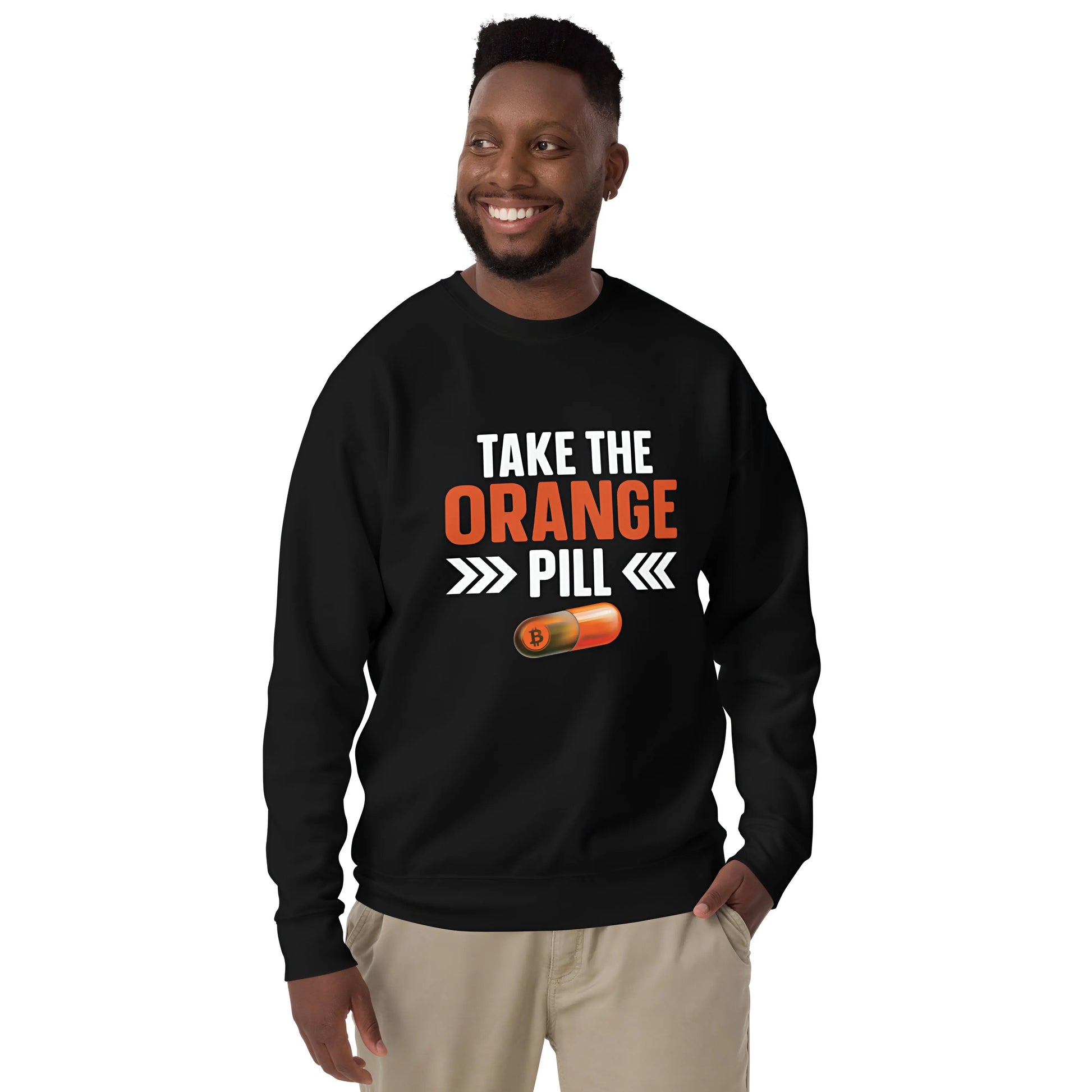 Take the Orange Pill - Premium Unisex Bitcoin Sweatshirt Black Color