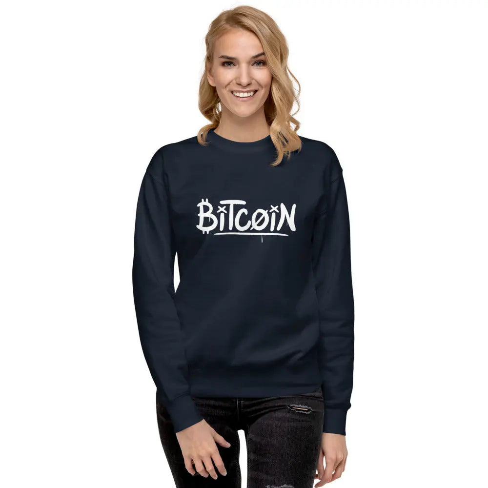 Graffity Street Art Bitcoin - Premium Unisex Bitcoin Sweatshirt Navy Color