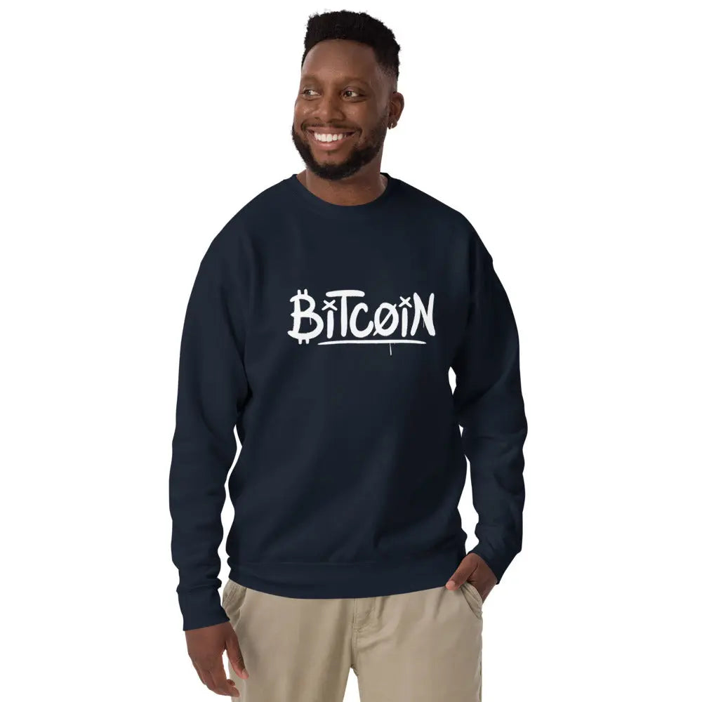 Graffity Street Art Bitcoin - Premium Unisex Bitcoin Sweatshirt Navy Color