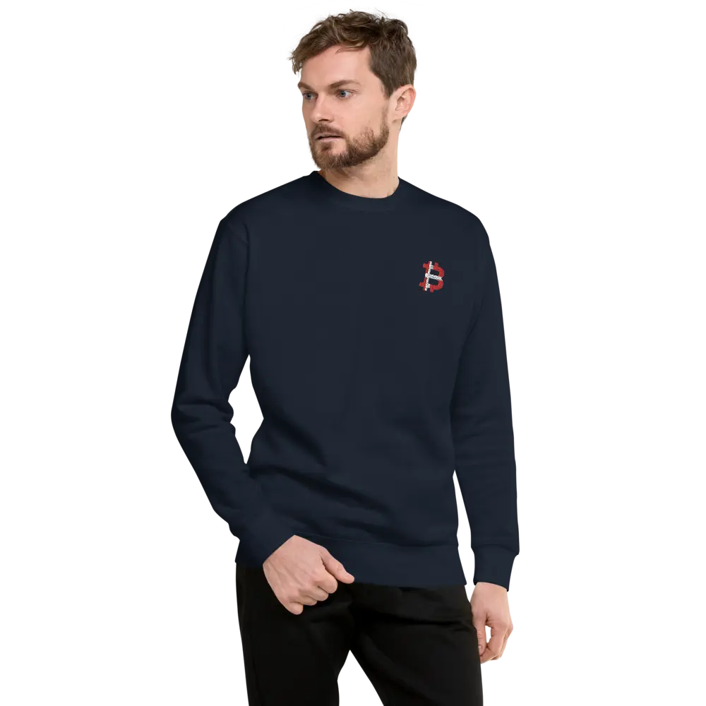 Danish Bitcoin Flag - Embroidery - Premium Unisex Bitcoin Sweatshirt Store of Value