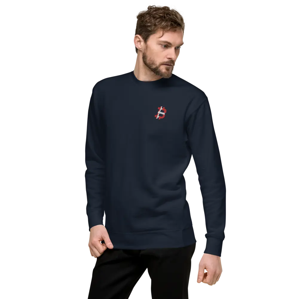 Danish Bitcoin Flag - Embroidery - Premium Unisex Bitcoin Sweatshirt Store of Value