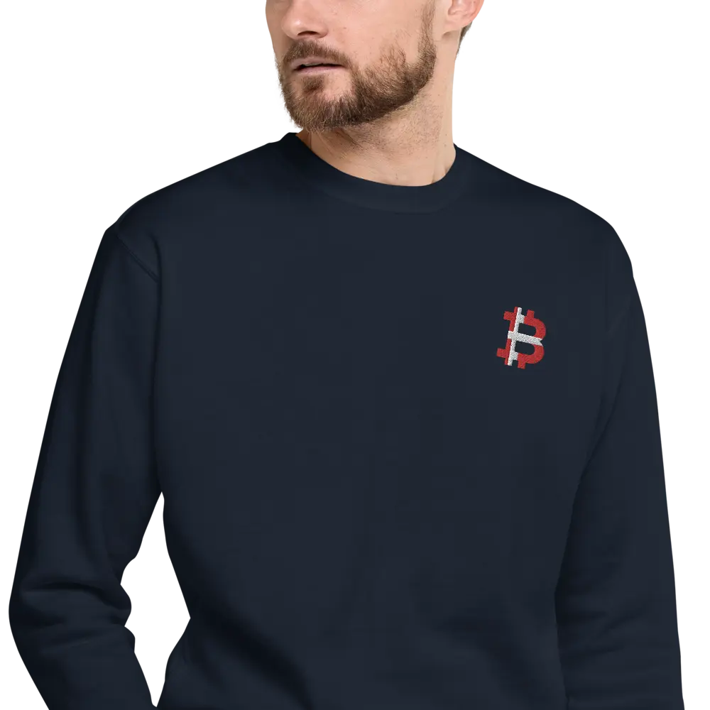 Danish Bitcoin Flag - Embroidery - Premium Unisex Bitcoin Sweatshirt Store of Value