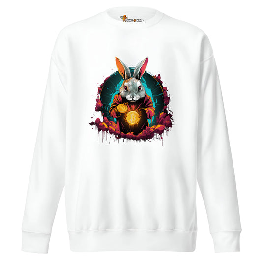 Falling Down The Bitcoin Rabbit Hole - Premium Unisex Bitcoin Sweatshirt White Color