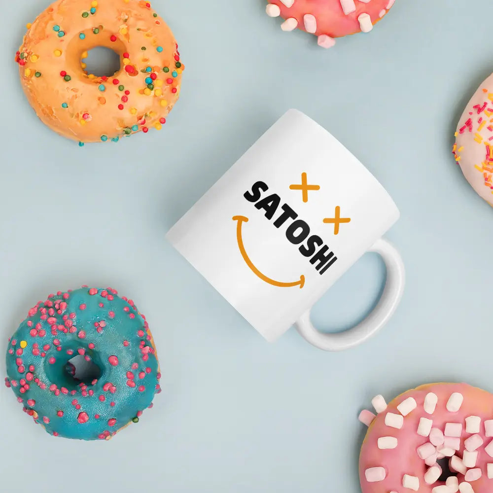 Satoshi Smiley - Bitcoin Mug - By BitPopArt Store of Value